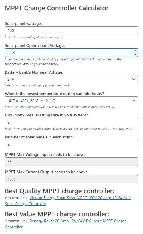 MPPT calculator