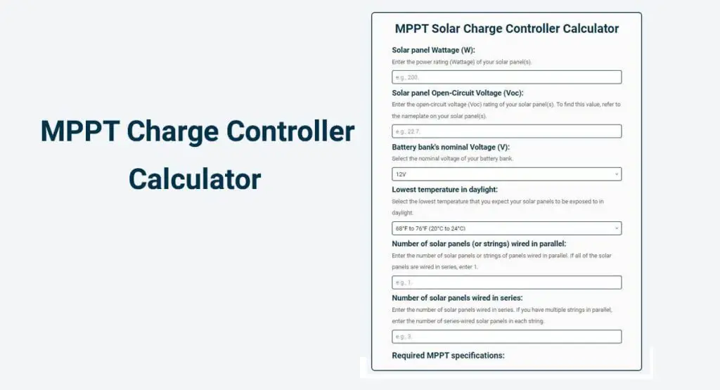 MPPT calculator