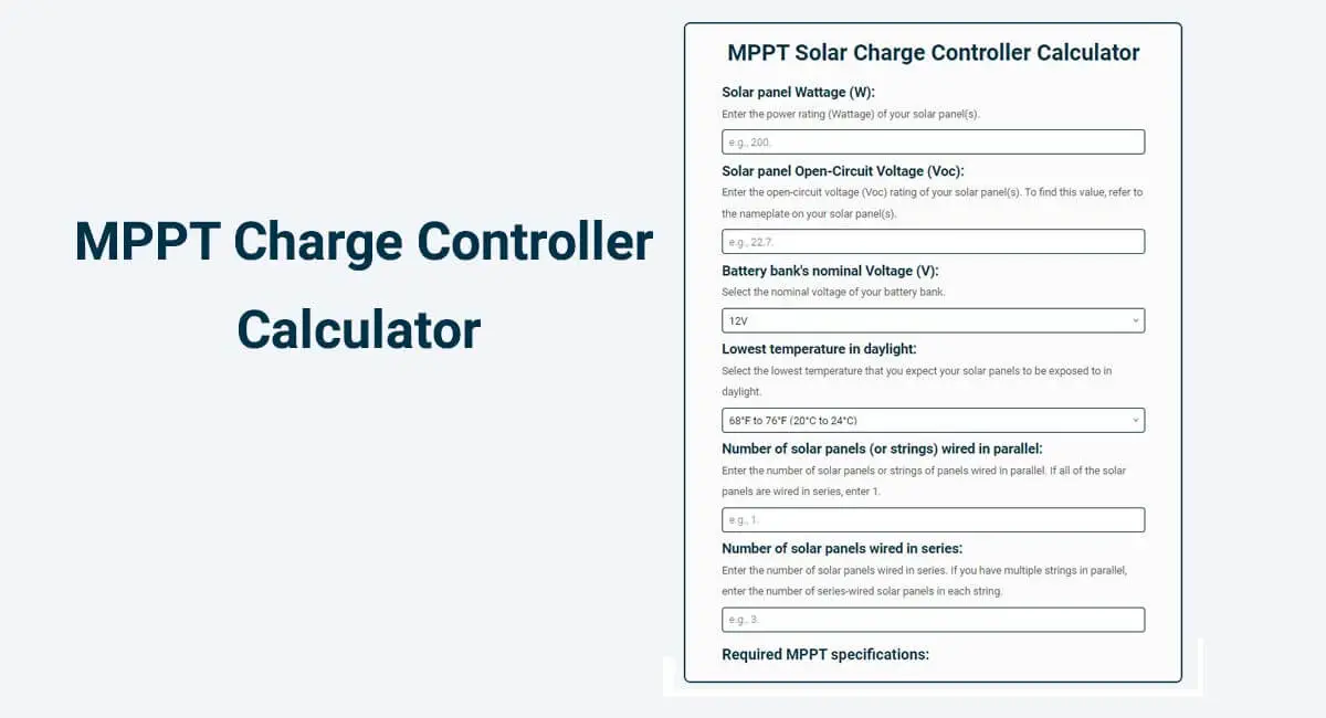 MPPT Charge Controller Calculator Find The Right Solar Charge