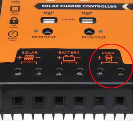 Solar charge controller load connection