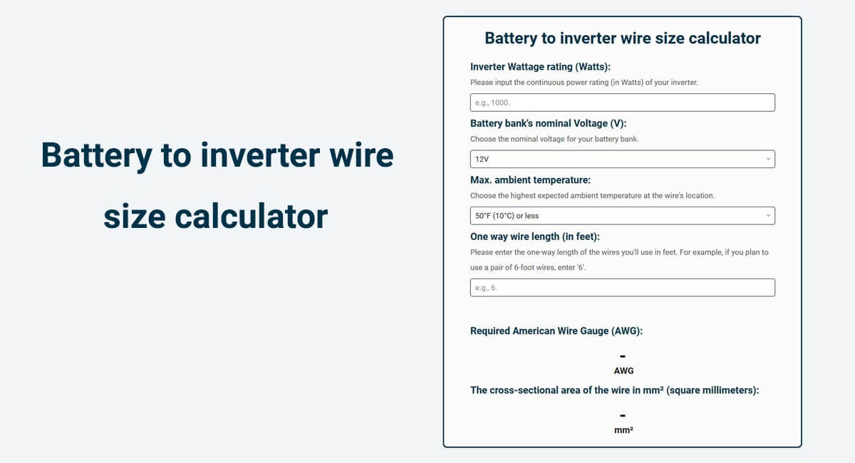 Battery To Inverter Wire Size Calculator What Size Wire From Battery