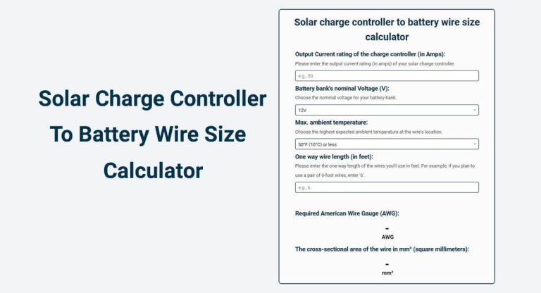 What size cable from solar charge controller to battery