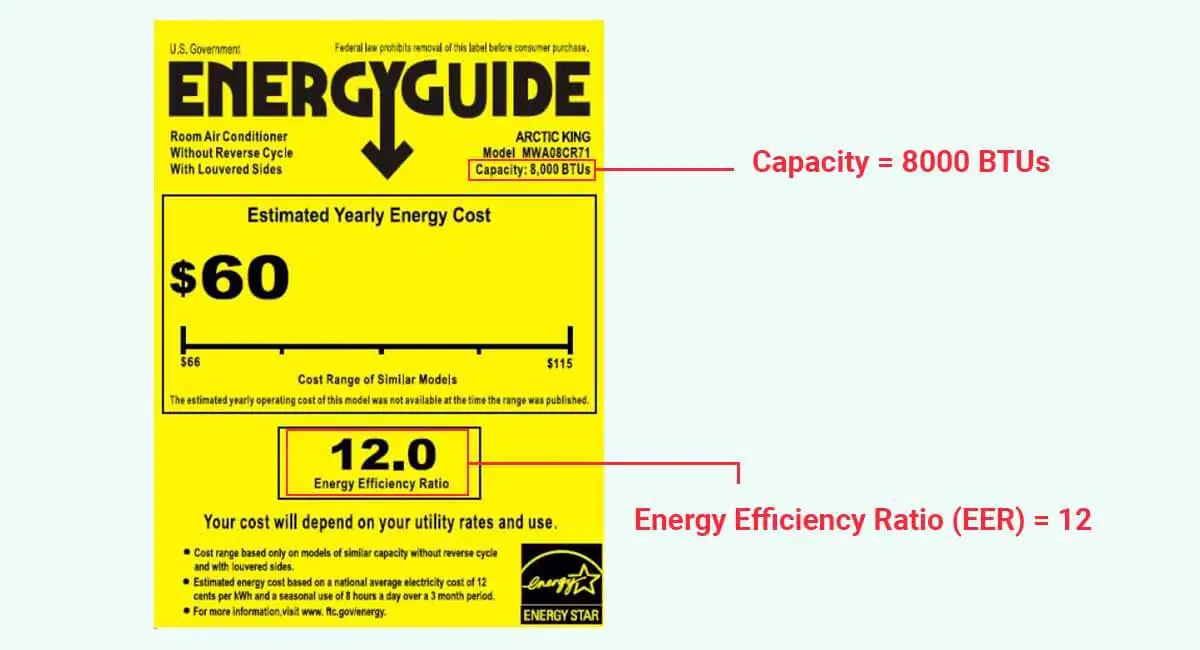 How many watts does an 8000 BTU air conditioner use